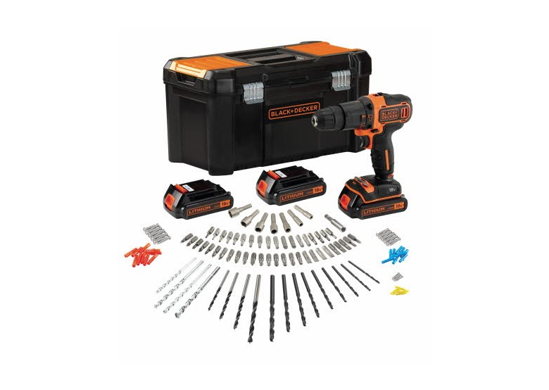 Perceuse-visseuse à percussion avec 120 accessoires BlackDecker BDCHD181B3A