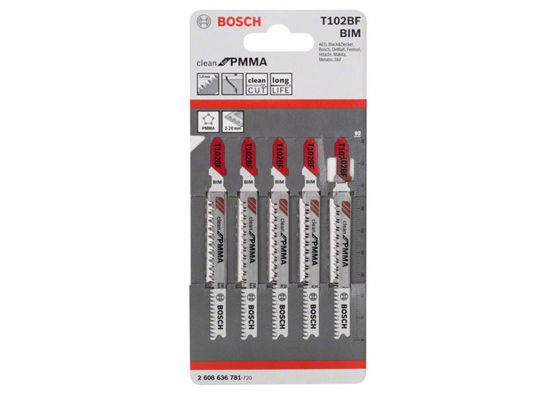 Lame de scie sauteuse Plexiglas 5pcs. T102 BF Bosch Clean for PMMA