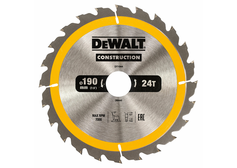 Lame de scie circulaire 190x30mm 24T DeWalt DT1944-QZ