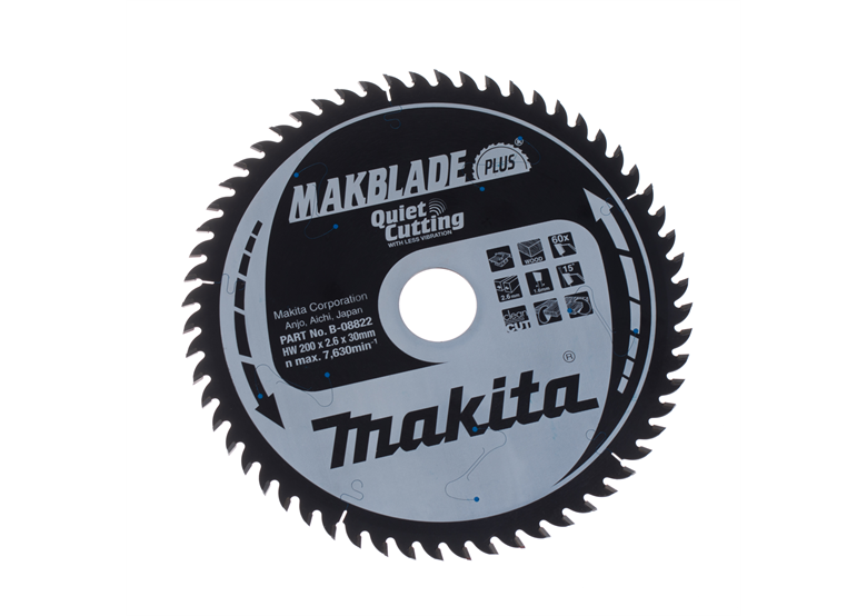 Disque à bois diamètre – coupe précise 200x30mm T60 Makita B-08822