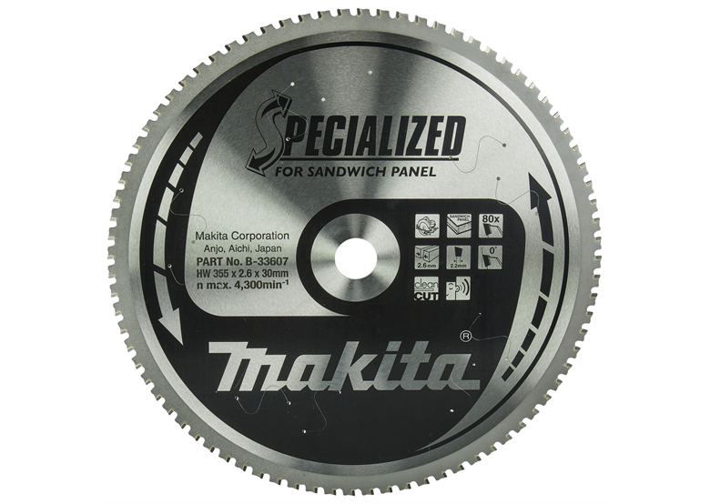 Lame de scie circulaire Specialized 355x30mm, 80dents Makita B-33607