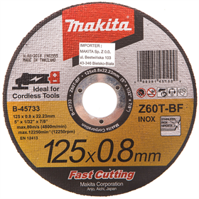 Disque à tronçonner métal INOX 125mm Makita B-45733