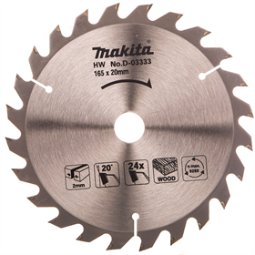 Disque à bois HM 165x20mm T24 Makita D-03333