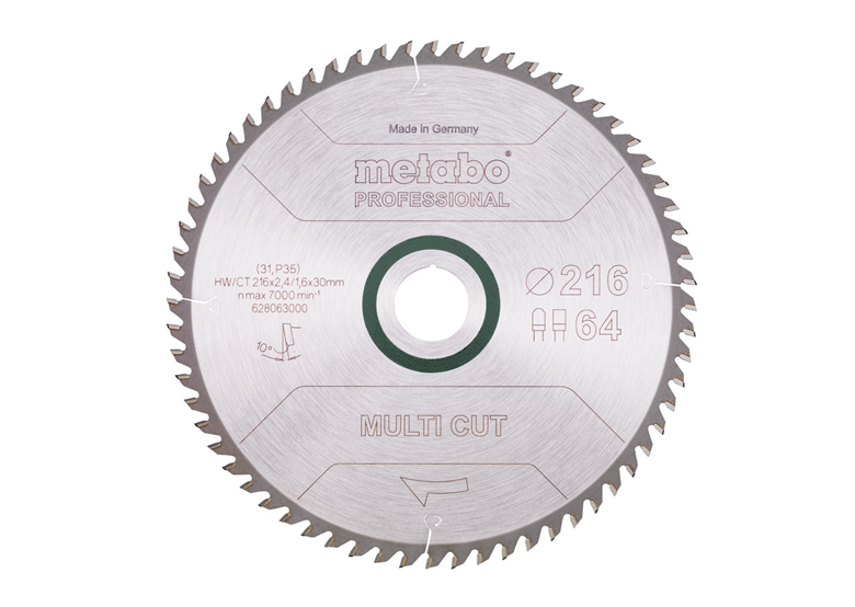 Disque à tronçonner multi cut – professional, 216x30, 64dents FZ/TZ, 10° Metabo 628063000