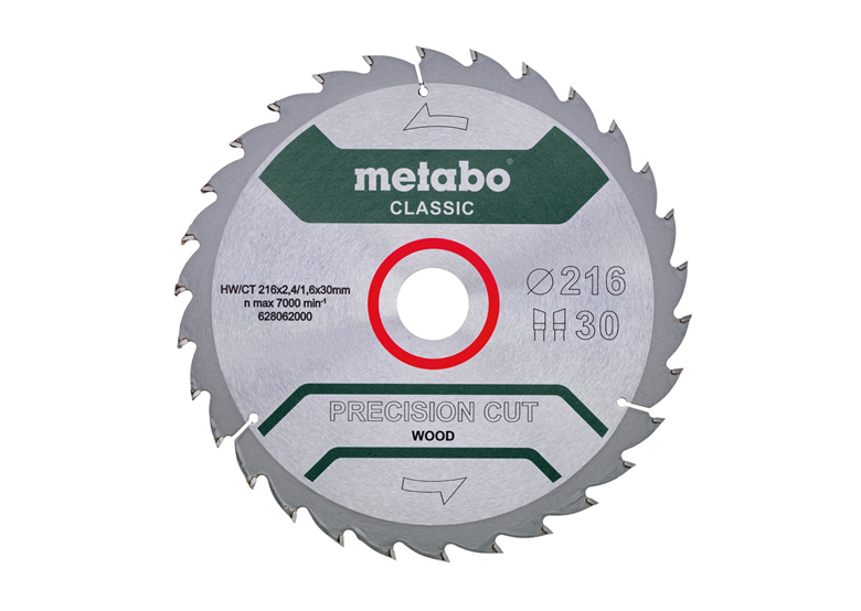 Lame de scie circulaire 216x30mm Metabo Precision Cut Wood - Classic