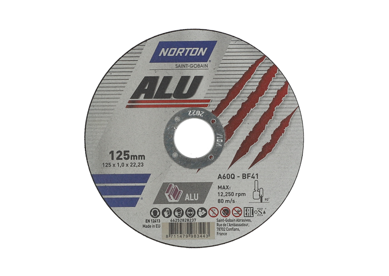 Disque à tronçonner Norton A60Q-125x1.0x22.23-T41 NOR-Alu