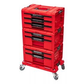 Ensemble de caisses à outils avec tiroirs sur plateforme de transport Qbrick System PRO 2.0 DRAWER SET EXPERT RED Ultra HD