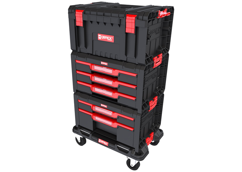 Ensemble de caisses à outils avec tiroirs sur plateforme de transport Qbrick System PRO DRAWER Workshop SET 2