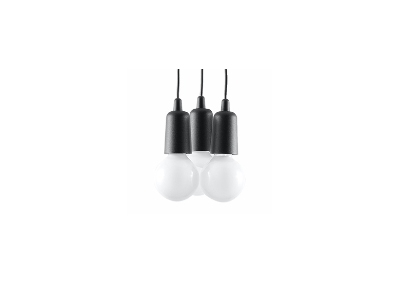 Suspension DIEGO 3 noir Sollux Lighting Nickel