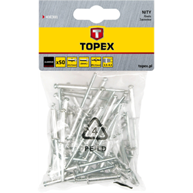 Rivets en aluminium 4.0 mm x  8 mm, 50 pièces Topex 43E401